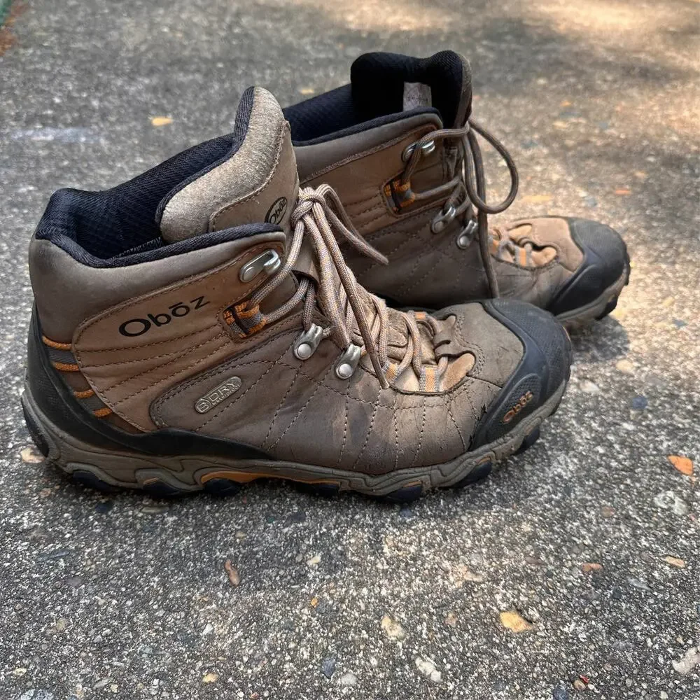 Oboz Bridger Mid Waterproof Hiking Boots Men's 9.5 B-Dry Brown Leather Lace Up
